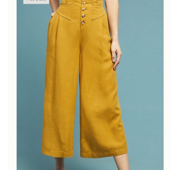 Anthropologie Pants - NWT Anthropologie Oceanside Mustard Wide Leg Crop